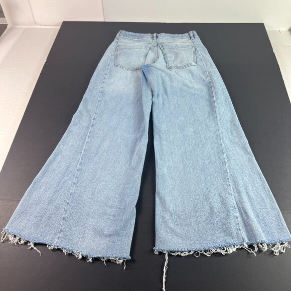 Pilcro Jean Women 27x27* Adi Mid Rise Flare Crop Light Blue Raw Hem Denim Tag 24 - Picture 10 of 16